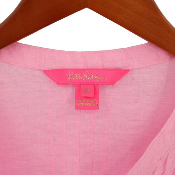 Lilly Pulitzer Pink Seacoast Linen Sarasota Tunic Top XL - Picture 5 of 6